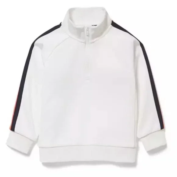 NWT Janie and Jack Boy's Half-Zip Stripe Pullover White Size 7-8 - Picture 1 of 9